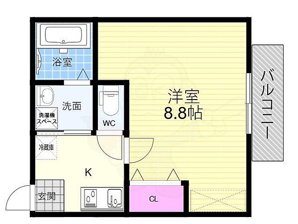 サントス墨染 ｜京都府京都市伏見区深草北鍵屋町(賃貸マンション1K・3階・25.05㎡)の写真 その2