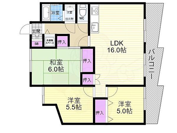 アクエルド金閣寺 ｜京都府京都市北区衣笠御所ノ内町(賃貸マンション3LDK・3階・76.57㎡)の写真 その2