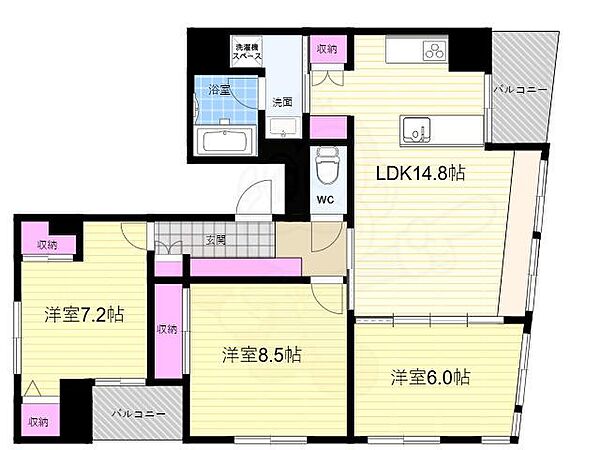 アラモード・グラン御池 ｜京都府京都市中京区御池通油小路西入式阿弥町(賃貸マンション3LDK・2階・79.30㎡)の写真 その2