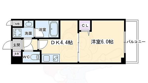 アクアプレイス京都三条朱雀 207｜京都府京都市中京区壬生上大竹町(賃貸マンション1DK・2階・26.04㎡)の写真 その2