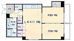 コートハウス 205 2階2LDKの間取り