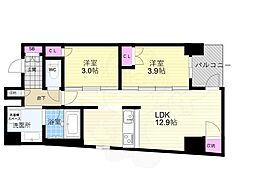 ソルレヴェンテ堀川高辻 2階2LDKの間取り