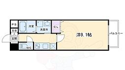 ラソ二条 1階1Kの間取り