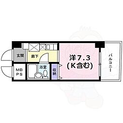 Gloire烏丸五条 ワンルームの間取図画像