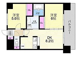 エステムプラザ京都河原町通 1SDKの間取図画像