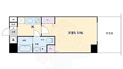 フォース二条城東 1Kの間取図画像