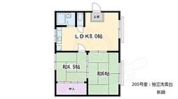 メイゾンドエリカ 2LDKの間取図画像