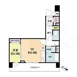 ブランシエスタ西京極 1DKの間取図画像
