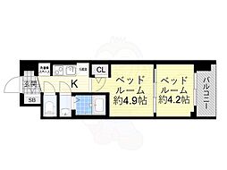 京都市上京区革堂前之町マンション 2Kの間取図画像