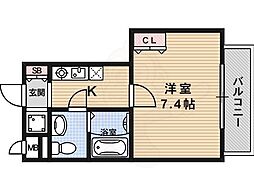 ソーシア西院 1Kの間取図画像