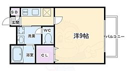 Amour一乗寺1 1Kの間取図画像