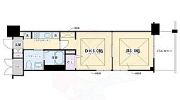 エステムプラザ京都三条大橋 1DKの間取図画像