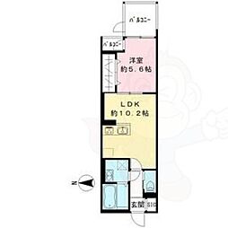 仁王門ビレッジ 1LDKの間取図画像