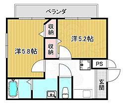 あゆま邸 2Kの間取図画像
