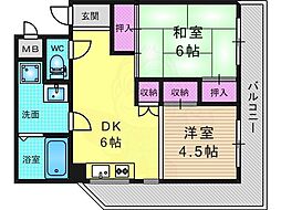 シャトル松尾 2DKの間取図画像