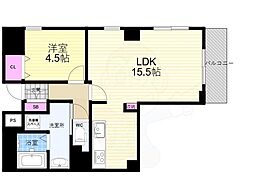 パインフィールド七条 1LDKの間取図画像