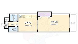 クレアール南 1DKの間取図画像