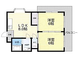 ヴィヴァーチェ千本 2LDKの間取図画像