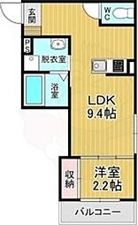 リアコート北山 1LDKの間取図画像
