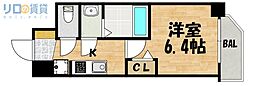 JR東海道・山陽本線 東淀川駅 徒歩7分の賃貸マンション 6階1Kの間取り