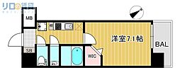 阪急京都本線 上新庄駅 徒歩6分の賃貸マンション 12階1Kの間取り