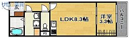 リブレメゾン淡路I 3階1LDKの間取り