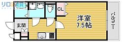 リヴィアス北大阪BREZZA 5階1Kの間取り