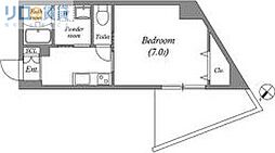 アウラ新大阪 8階1Kの間取り