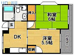 シティマンションパラス 2DKの間取図画像