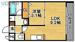 アーバンフラッツ西中島 1LDKの間取図画像