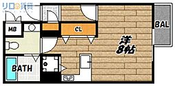 シャトレ上新庄 1Kの間取図画像