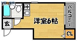 JP豊里レジデンス ワンルームの間取図画像