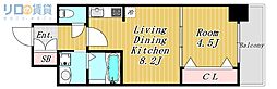 グランルクレ新大阪 1LDKの間取図画像