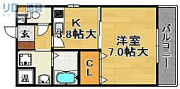 豊里セレニテ 1Kの間取図画像