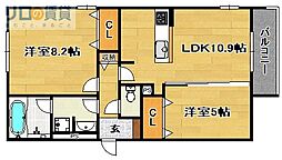 カーサ・プレッツァ豊里 2LDKの間取図画像