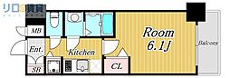 プレサンス新大阪ザ・シティ 1Kの間取図画像