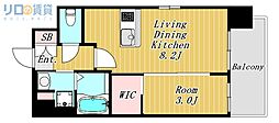 Luxe新大阪VI 1LDKの間取図画像