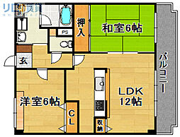 シャトー三木第3 2LDKの間取図画像