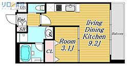 アーバンフラッツ西中島 1LDKの間取図画像