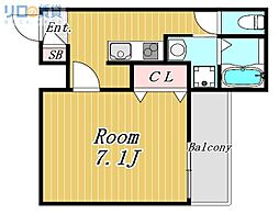大阪市東淀川区柴島2丁目マンション 1Kの間取図画像