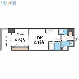 グランルクレ新大阪 1LDKの間取図画像