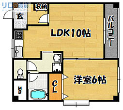 ハイツ小松 1LDKの間取図画像