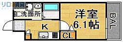 ライブカーサ上新庄 1Kの間取図画像