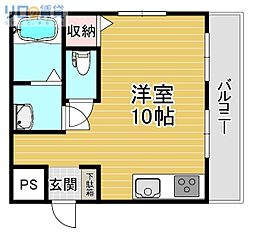 石橋ハイツ ワンルームの間取図画像