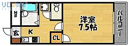 アムール上新庄 1Kの間取図画像