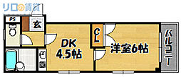 アーバンライフ上新庄 1DKの間取図画像