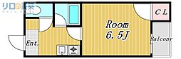 サンロイヤル柴島パート5 1Kの間取図画像