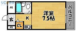 ベルメゾン南江口 ワンルームの間取図画像