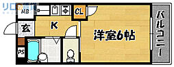 グローリー豊新 1Kの間取図画像