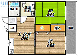 ハイムプレセア 2LDKの間取図画像